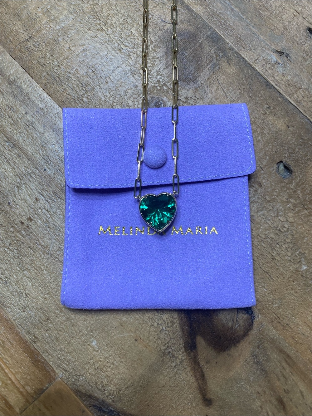 Melinda Maria Green Heart Pendant Necklace